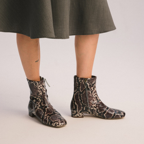 Gia Boots, brown python pattern | Balagan Studio