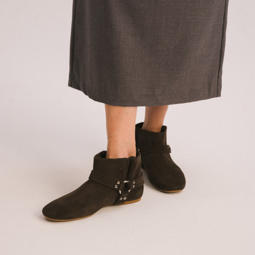 Avzam botki, czekoladowy brąz welur | Balagan Studio