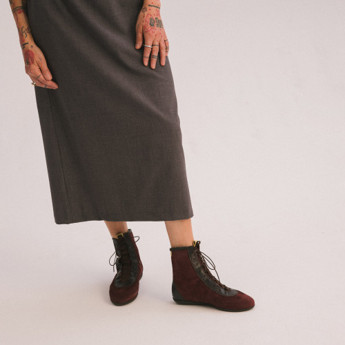 Marit Boots, claret velvet | Balagan Studio