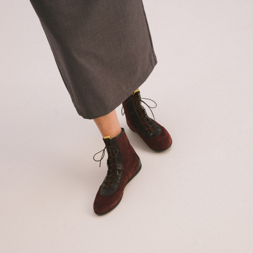 Marit Boots, claret velvet | Balagan Studio