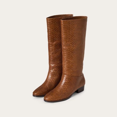 Martha High Boots, caramel croco| Balagan Studio
