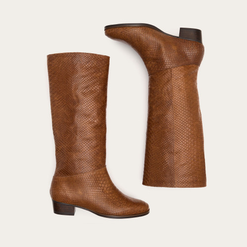 Martha High Boots, caramel croco| Balagan Studio