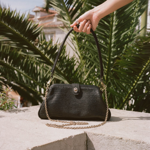 Rofe Vintage Bag M, black lizard | Balagan Studio