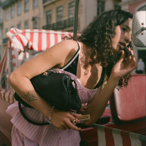 Rofe Vintage torebka M, czarny wzór jaszczurki | Balagan Studio