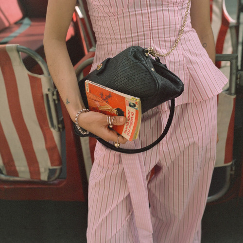 Rofe Vintage Bag M, black lizard | Balagan Studio