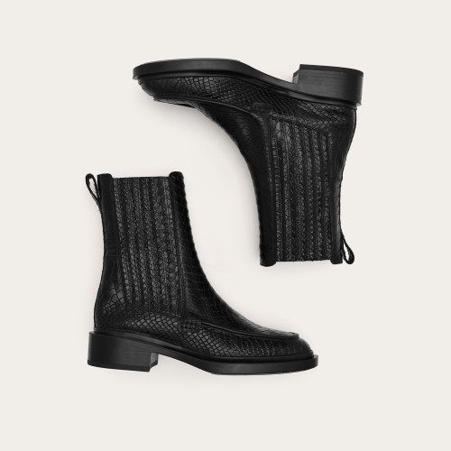 Piano Boots, black python pattern | Balagan Studio