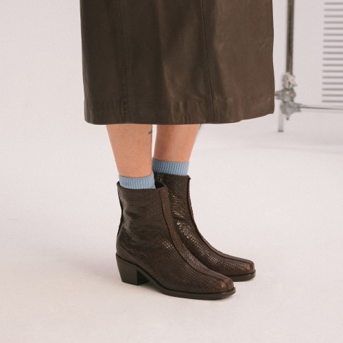 Selene Boots, brown croco | Balagan Studio