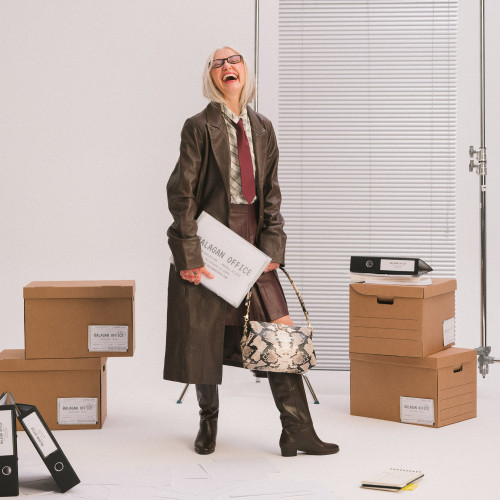 Rofe Bag L, off white python pattern | Balagan Studio