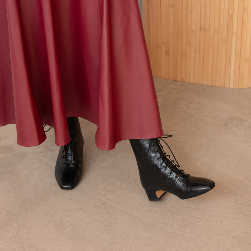 Victoria Boots, black croco | Balagan Studio