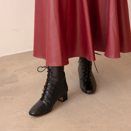 Victoria Boots, black croco | Balagan Studio