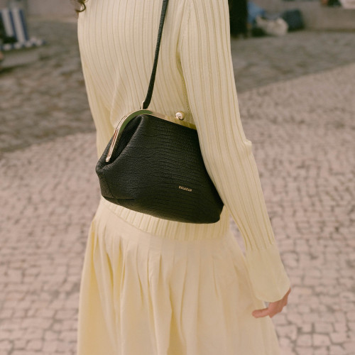 Sicily torebka M, czarny wzór jaszczurki | Balagan Studio