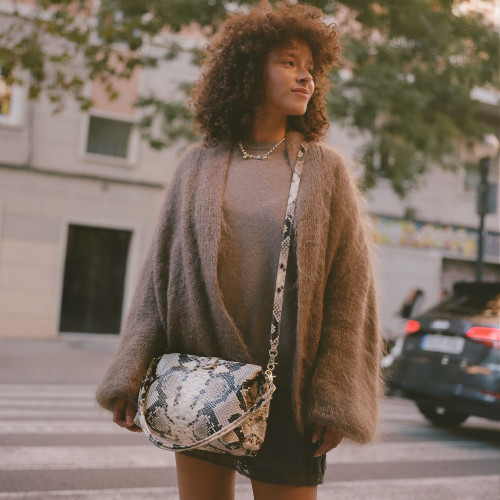 Rofe Bag L, off white python pattern | Balagan Studio