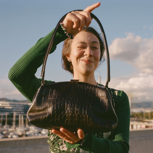 Hug bag torebka M, brązowy wzór krokodyla | Balagan Studio