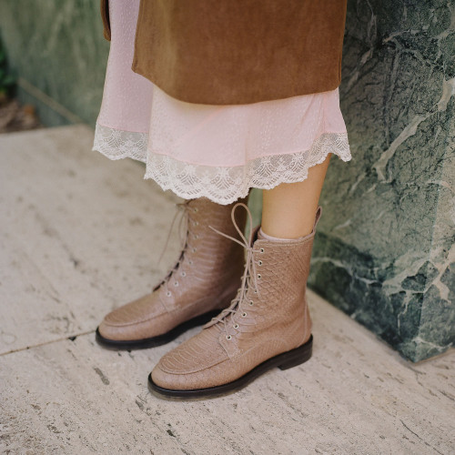 Georgia boots, beige croco | Balagan Studio