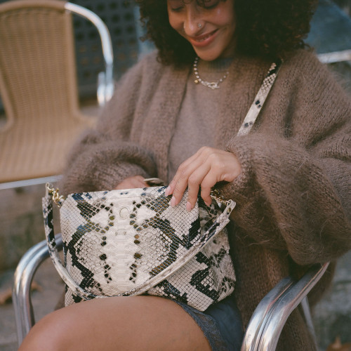 Rofe Bag L, off white python pattern | Balagan Studio