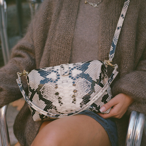 Rofe Bag L, off white python pattern | Balagan Studio
