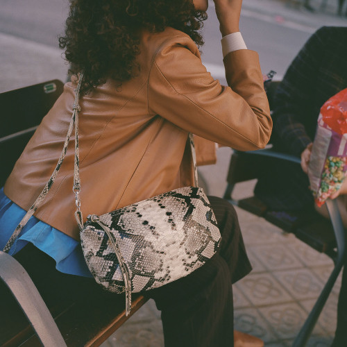 Marianne Bag M, off white python pattern | Balagan Studio