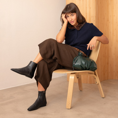 Toni botki, czarny wzór pytona | Balagan Studio