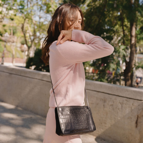 Suzanne torebka M, brązowy wzór krokodyla | Balagan Studio