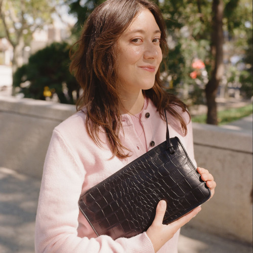 Suzanne torebka M, brązowy wzór krokodyla | Balagan Studio