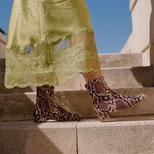 Gia Boots, brown python pattern | Balagan Studio