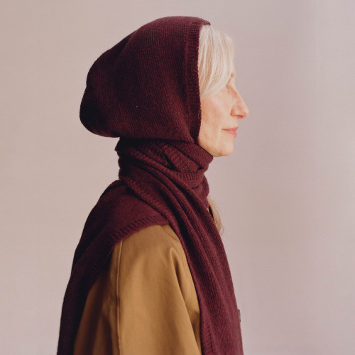Irena Hooded Scarf, burgundy | Balagan Studio