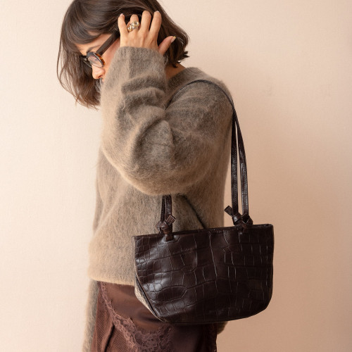 Lucyna Bag M, brown croco | Balagan Studio