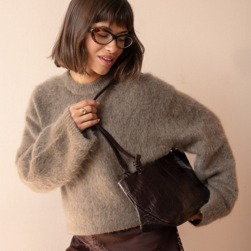 Lucyna Bag M, brown croco | Balagan Studio