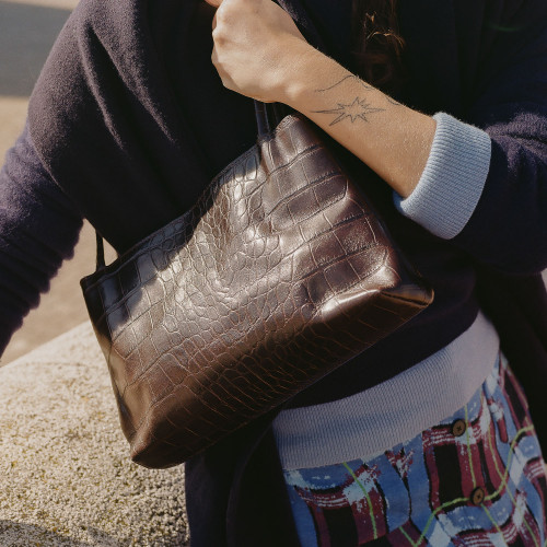 Eva torebka M, brązowy wzór krokodyla | Balagan Studio