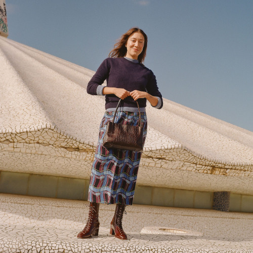 Eva Bag M, brown croco| Balagan Studio