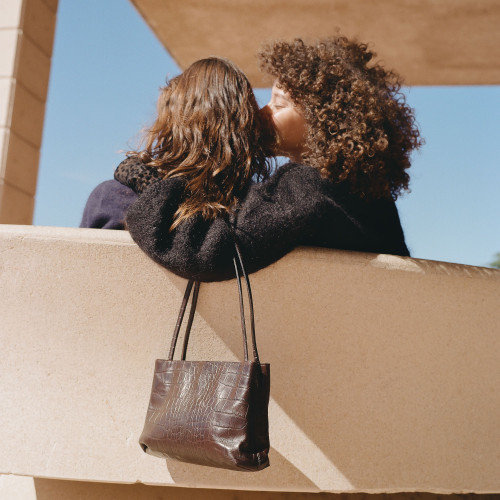 Eva Bag M, brown croco| Balagan Studio