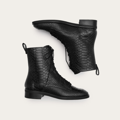 Tzava botki, czarny wzór pytona | Balagan Studio