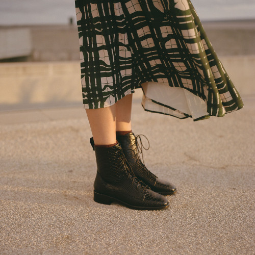 Tzava botki, czarny wzór pytona | Balagan Studio