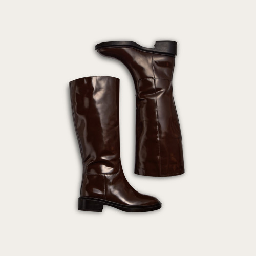 Robyn High Boots, glossy brown I  Balagan Studio