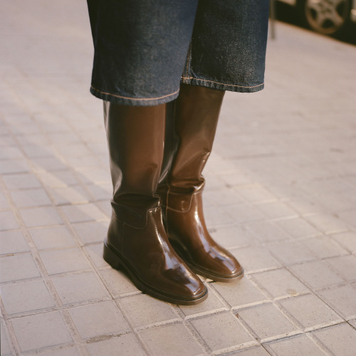 Robyn High Boots, glossy brown I  Balagan Studio