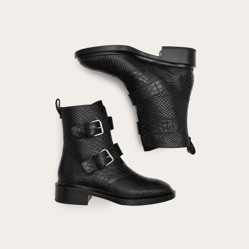Anya boots, black python pattern | Balagan Studio