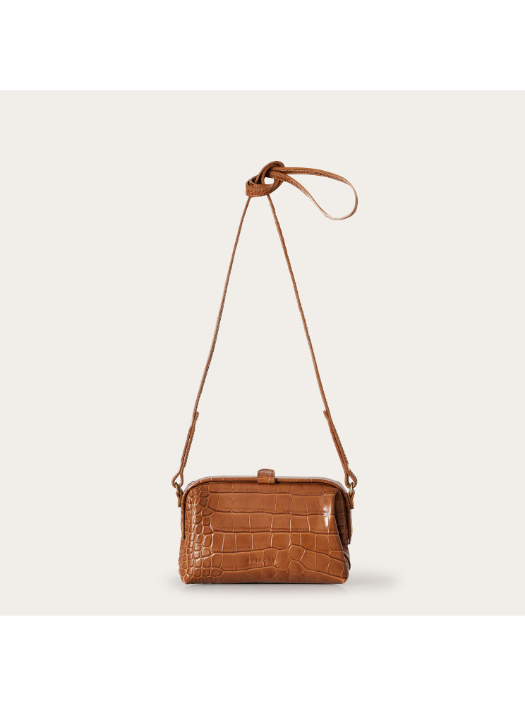 Rofe torebka S, karmelowy wzór krokodyla | Balagan Studio