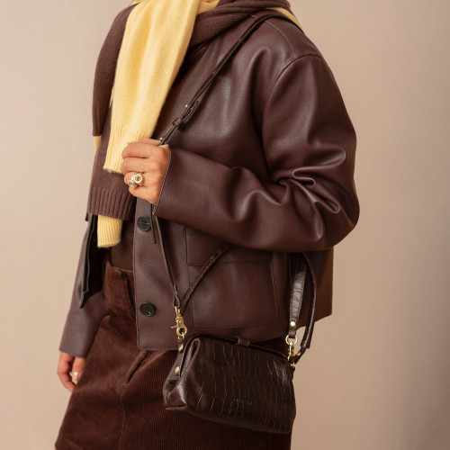 Pasek do torebki, brązowy wzór krokodyla | Balagan Studio