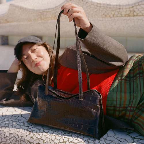 Envelope torebka M, brązowy wzór krokodyla | Balagan Studio