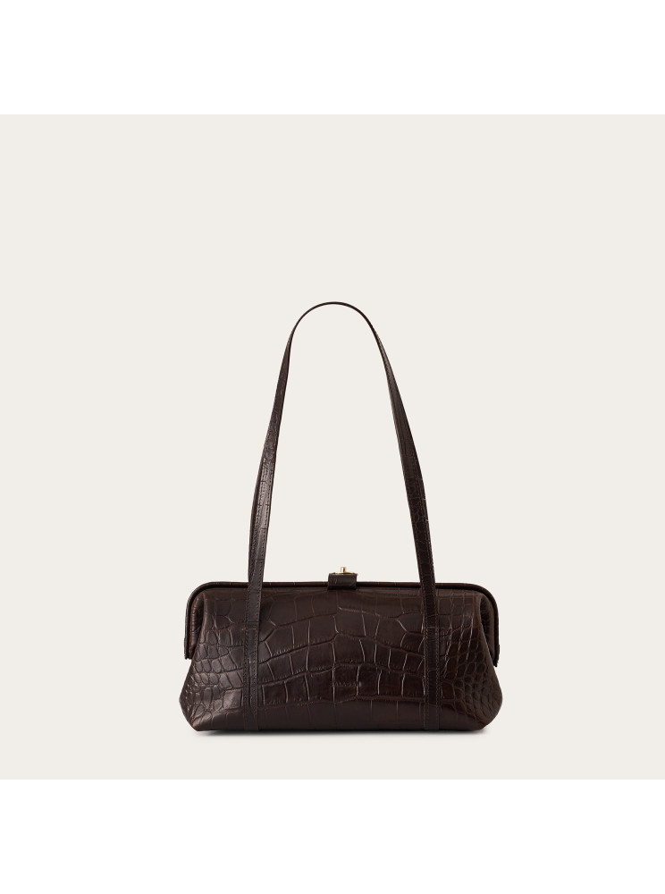 Rufina Bag M, brown croco | Balagan Studio