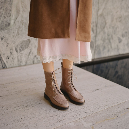Georgia boots, beige croco | Balagan Studio