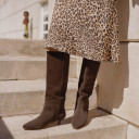 Stockholm High Boots, dark chocolate velvet OUTLET