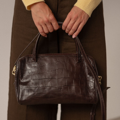 Sofia Bag L, brown croco | Balagan Studio