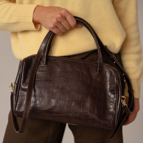 Sofia Bag L, brown croco | Balagan Studio