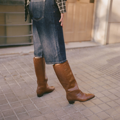 Martha High Boots, caramel croco| Balagan Studio