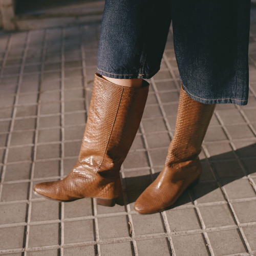 Martha High Boots, caramel croco| Balagan Studio