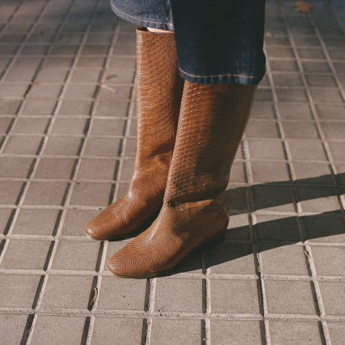 Martha High Boots, caramel croco| Balagan Studio
