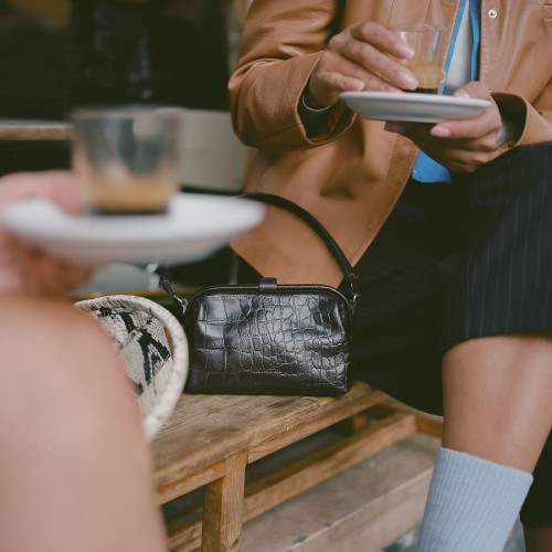 Roha torebka S, brązowy wzór krokodyla | Balagan Studio