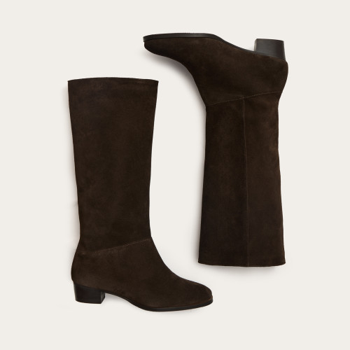 Martha High Boots, dark chocolate velvet | Balagan Studio