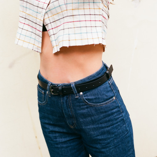 Unisex belt with a metal buckle, black | Balagan Studio